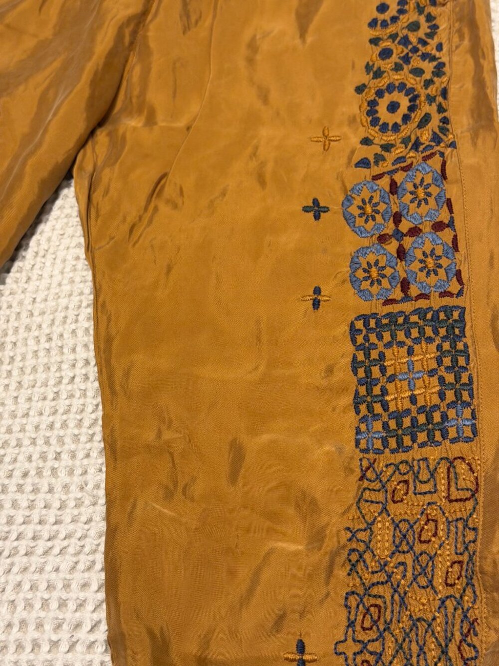 Johnny Was Gemma Pant Marrakesh Jogger Mustard Gold Embroidered NWT Size XS - Picture 14 of 16